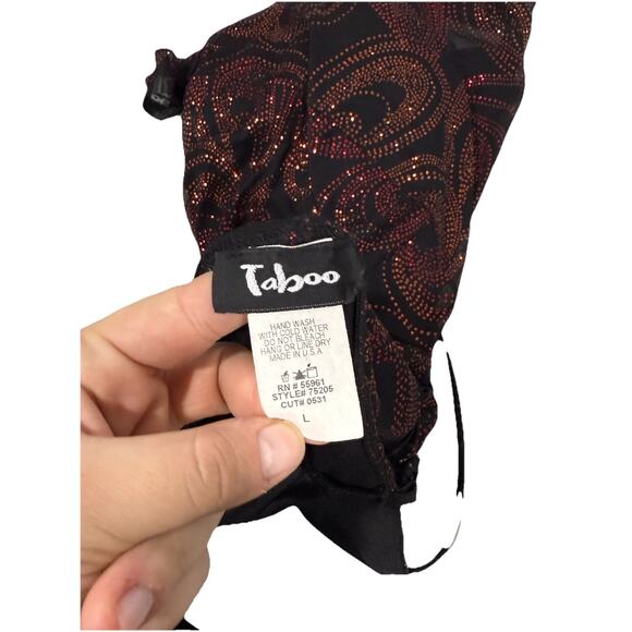 Taboo Black Red Glitter Halter Dress Gown Whimsigoth Y2K Dark Fairycore Size L - Picture 6 of 8